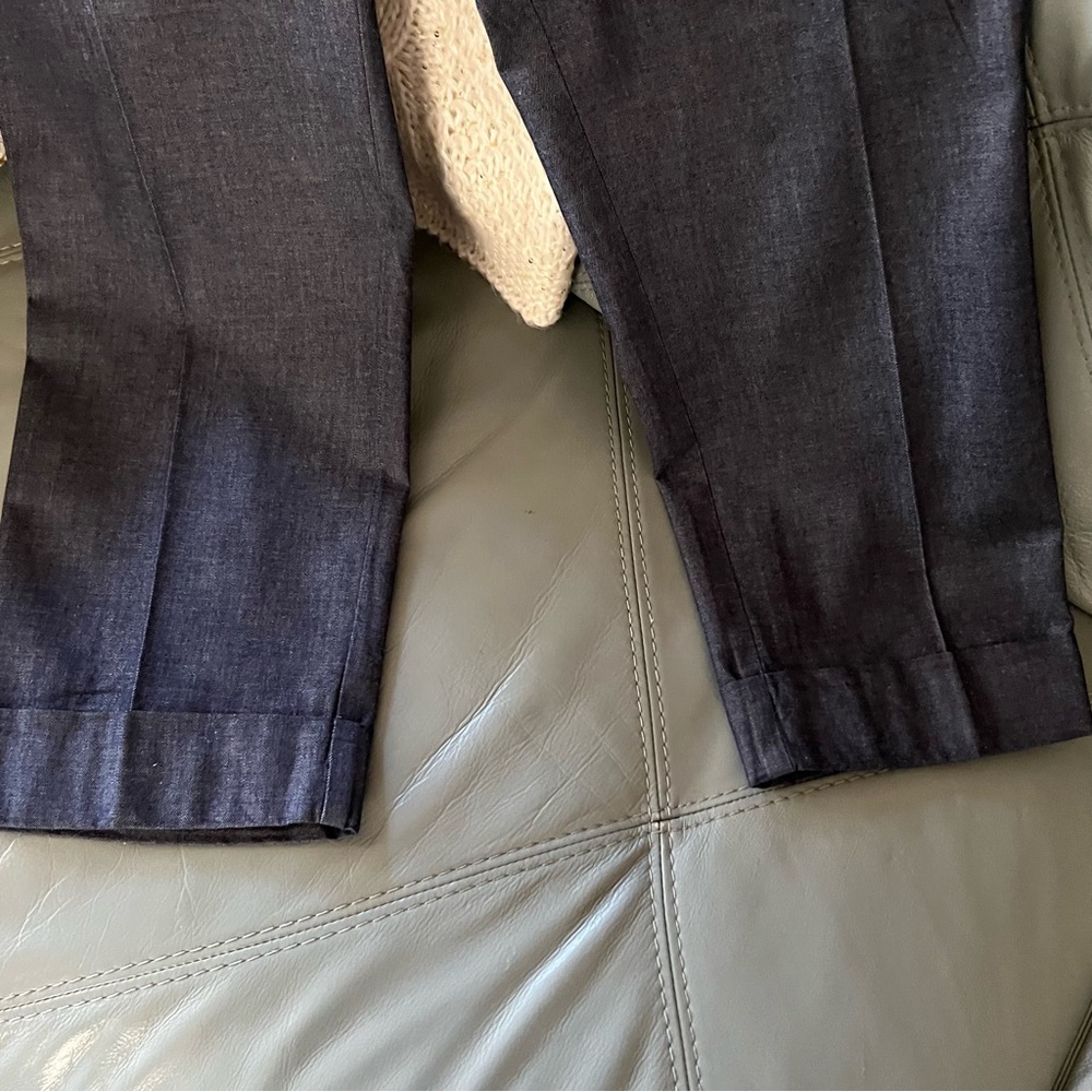 NWOT Gorgeous Pleated ANN TAYLOR Factory DARK CHAMBRAY CROPPED Ankle TROUSERS 4 - Picture 6 of 14